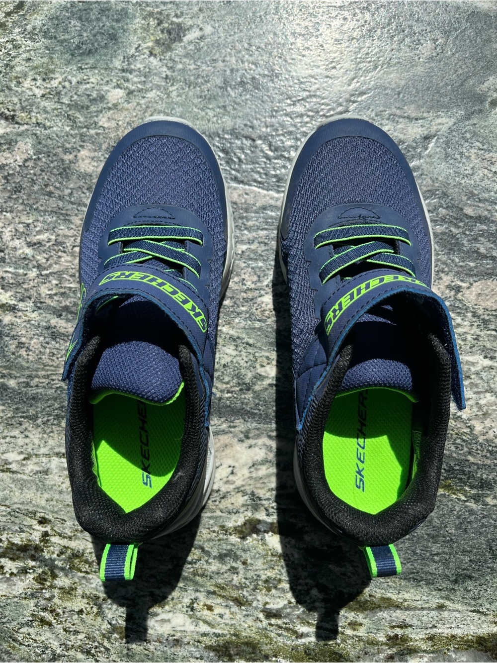 Skechers Navy Athletic Sneakers with Neon Green Accents